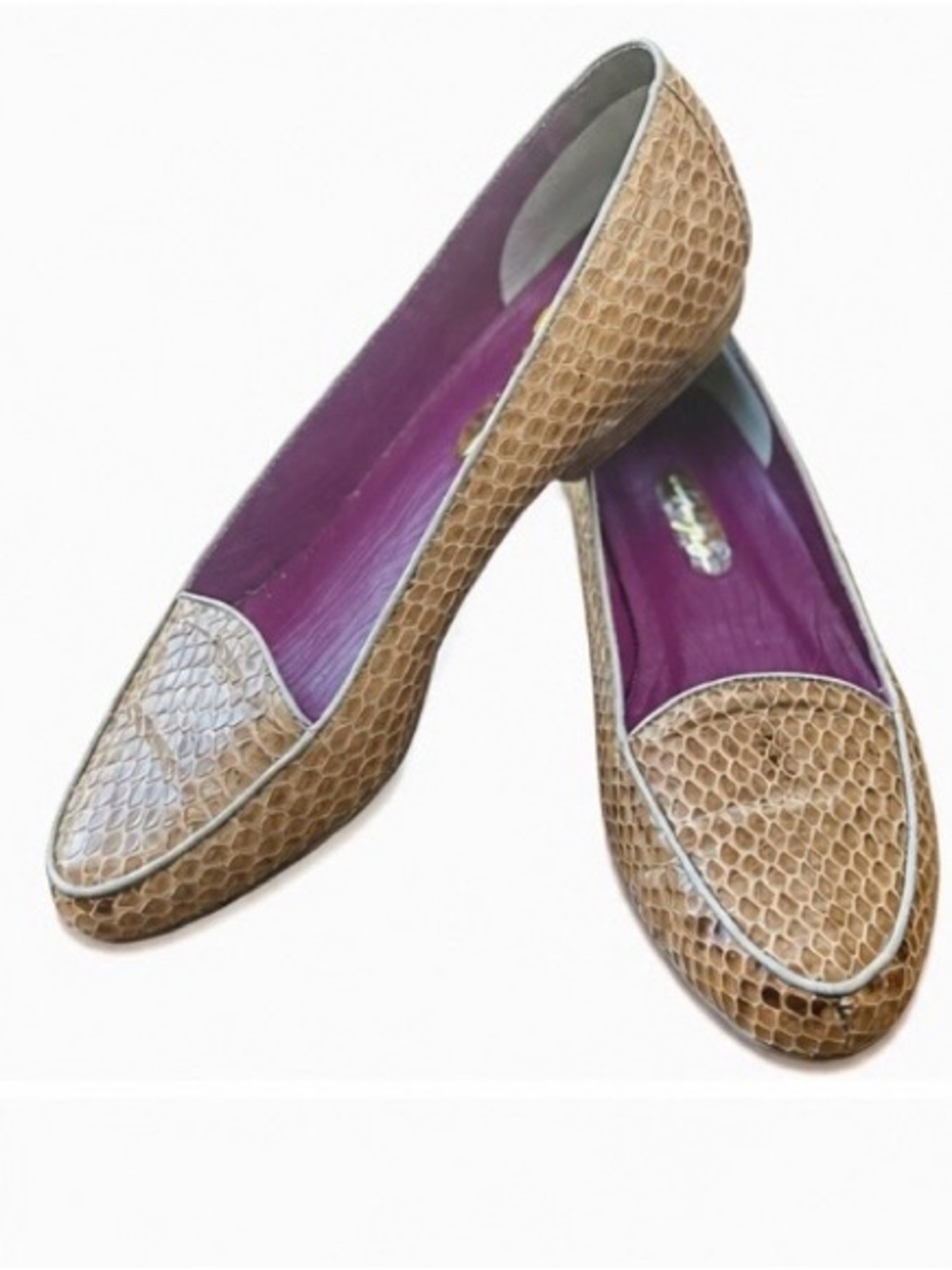 Impo Light Brown Leather Snakeskin Flats Women’s Size 8.5 Pointed Toe Loafers